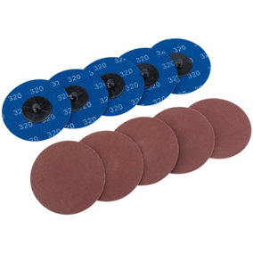 Draper  Aluminium Oxide Sanding Discs, 75mm, 320 Grit (Pack of 10) 75620