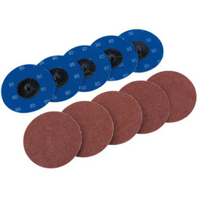Draper  Aluminium Oxide Sanding Discs, 75mm, 80 Grit (Pack of 10) 75616