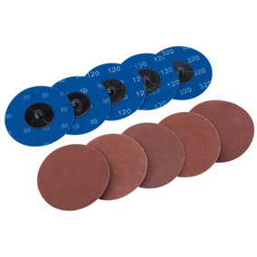 Draper  Assorted Aluminium Oxide Sanding Discs, 75mm (Pack of 10) 75621