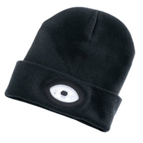 Draper  Beanie Hat with Rechargeable Torch, One Size, 1W, 100 Lumens, Black 99521