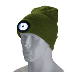 Draper  Beanie Hat with Rechargeable Torch, One Size, 1W, 100 Lumens, Green 10018