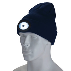 Draper  Beanie Hat with Rechargeable Torch, One Size, 1W, 100 Lumens, Navy Blue 10007
