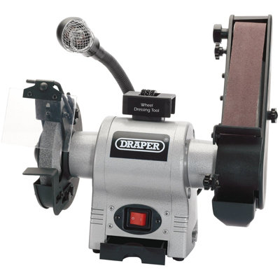 Draper Bench Grinder with Sanding Belt and Worklight, 150mm, 370W 05096