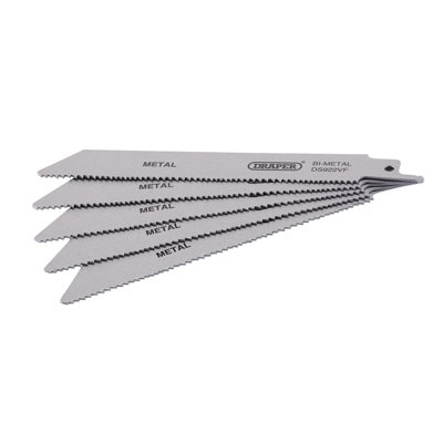 Draper  Bi-metal Reciprocating Saw Blades for Metal, 150mm, 10-14tpi (Pack of 5) 43463