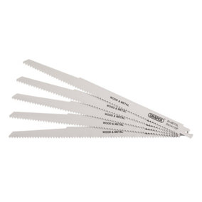 Draper  Bi-metal Reciprocating Saw Blades for Multi-Purpose Cutting, 300mm, 6tpi (Pack of 5) 38756