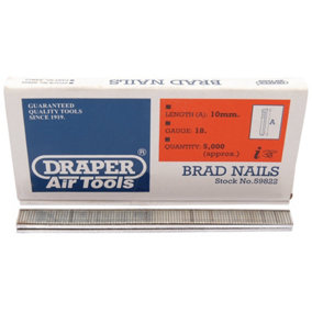 Draper Brad Nails, 10mm (Pack of 5000) 59822