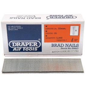 Draper  Brad Nails, 32mm (Pack of 5000) 59827