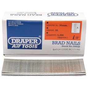 Draper  Brad Nails, 35mm (Pack of 5000) 59828