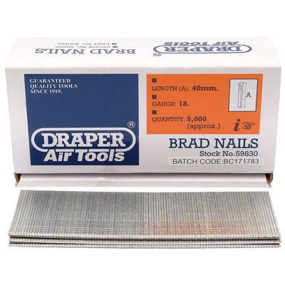 Draper  Brad Nails, 40mm (Pack of 5000) 59830