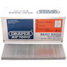 Draper  Brad Nails, 45mm (Pack of 5000) 59831