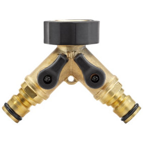 Draper Brass Double Tap Connector with Flow Control, 3/4" 36228