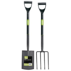 Draper  Carbon Steel Garden Fork and Spade Set, Black 83971
