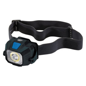 Draper COB/SMD LED Wireless/USB Rechargeable Head Torch, 6W, 400 Lumens, USB-C Cable Supplied  65689