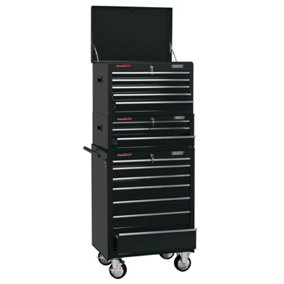 Draper  Combined Roller Cabinet and Tool Chest, 15 Drawer, 26", Black 04594