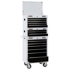Draper  Combined Roller Cabinet and Tool Chest, 15 Drawer, 26", White 04597