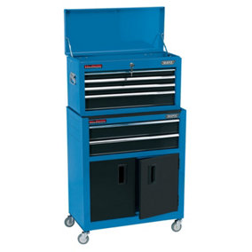 Draper  Combined Roller Cabinet and Tool Chest, 6 Drawer, 24", Blue 19563