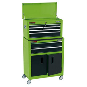 Draper  Combined Roller Cabinet and Tool Chest, 6 Drawer, 24", Green 19566