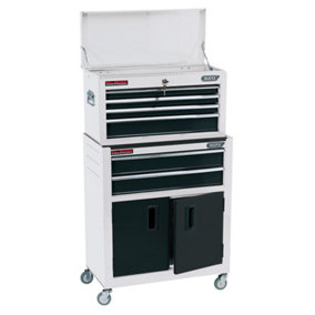 Draper  Combined Roller Cabinet and Tool Chest, 6 Drawer, 24", White 19576