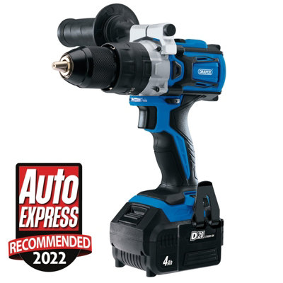 Draper D20 20V Brushless Combi Drill 1 x 4.0Ah Battery 1 x Fast Charger 79894 DIY at B Q