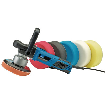 Draper Dual Action Car Polisher 150mm Detailing Buffer 5 Sponge Kit 900w 99375