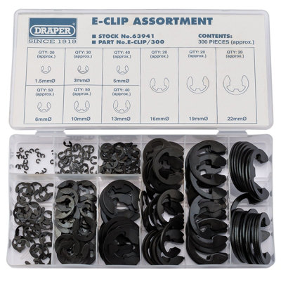 Draper E-Clip Assortment (300 Piece) 63941