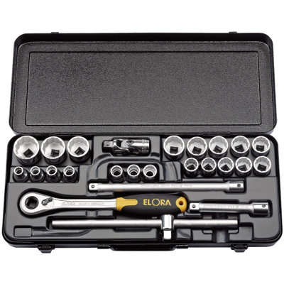 Draper Elora Metric Socket Set, 1/2" Sq. Dr. (25 Piece) 50648