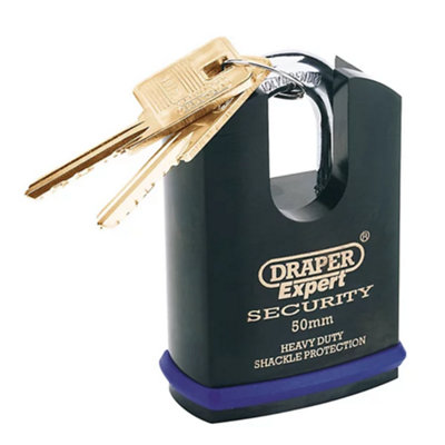 Draper Expert 50mm Heavy Duty Padlock and 2 Keys with Shrouded Shackle 64197