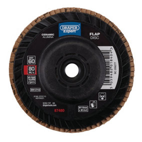 Draper Expert Ceramic Flap Disc, 115mm, M14, 60 Grit 87480
