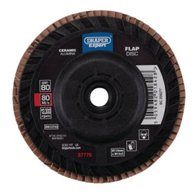 Draper Expert Ceramic Flap Disc, 115mm, M14, 80 Grit 87776