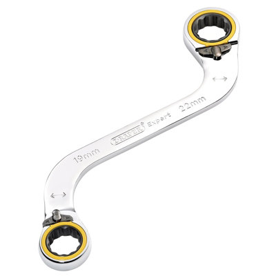 Draper Expert HI TORQ 19 x 22mm Double Ring Ratchet S Shape Spanner