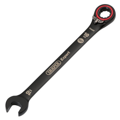 Draper Expert HI-TORQ  Metric Reversible Ratchet Combination Spanner, 10mm, Black 03900