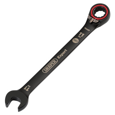Draper Expert HI-TORQ  Metric Reversible Ratchet Combination Spanner, 11mm, Black 03901