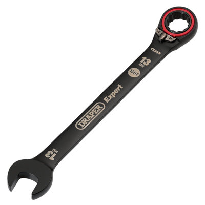 Draper Expert HI-TORQ  Metric Reversible Ratchet Combination Spanner, 13mm, Black 03903