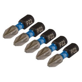 Draper Expert PZ-Type Impact Screwdriver Bits, No.2 x 25mm, 1/4" Hex (Pack of 5) 04951