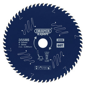 Draper Expert TCT Circular Saw Blade for Wood with PTFE Coating, 255 x 30mm, 60T 35585