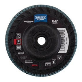 Draper Expert Zirconium Oxide Flap Disc, 115mm, M14, 40 Grit 86010