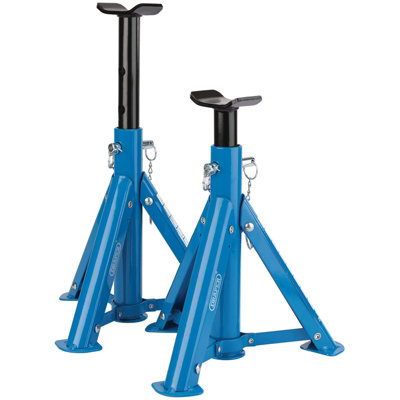 Draper Folding Axle Stands 2 Tonne Pair Hardened Steel Pin Adjustable ...