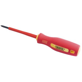 Draper Fully Insulated Soft Grip Cross Slot Screwdriver, No.0 x 75mm (Sold Loose) 46530