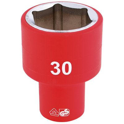 Draper Fully Insulated VDE Socket, 1/2" Sq. Dr., 30mm 32000