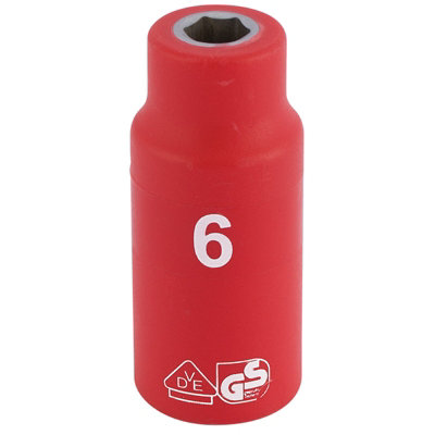 Draper Fully Insulated VDE Socket, 1/4" Sq. Dr., 6mm 31258