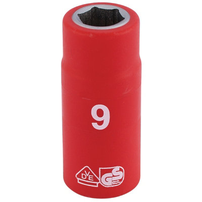Draper Fully Insulated VDE Socket, 1/4" Sq. Dr., 9mm 31469