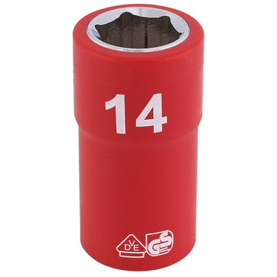 Draper Fully Insulated VDE Socket, 3/8" Sq. Dr., 14mm 31697
