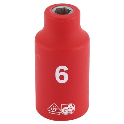 Draper Fully Insulated VDE Socket, 3/8" Sq. Dr., 6mm 31494