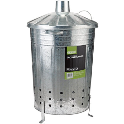 Cestino In Acciaio Zincato Draper 53254 - Capacità 85 Litri, Con Coperchio, Per Uso Quotidiano