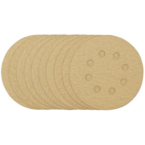 Draper  Gold Sanding Discs with Hook & Loop, 125mm, 180 Grit (Pack of 10)  58113