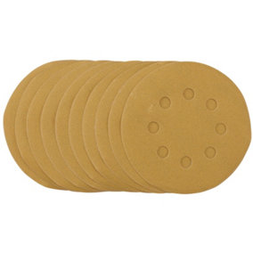 Draper  Gold Sanding Discs with Hook & Loop, 125mm, 240 Grit (Pack of 10)  58340