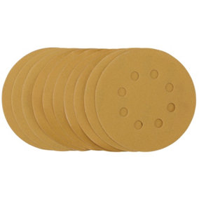 Draper  Gold Sanding Discs with Hook & Loop, 125mm, 320 Grit (Pack of 10)  59766