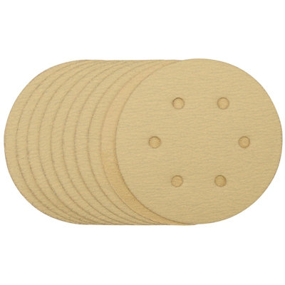 Draper  Gold Sanding Discs with Hook & Loop, 150mm, 120 Grit (Pack of 10) 64025