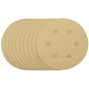 Draper  Gold Sanding Discs with Hook & Loop, 150mm, 120 Grit (Pack of 10) 64025