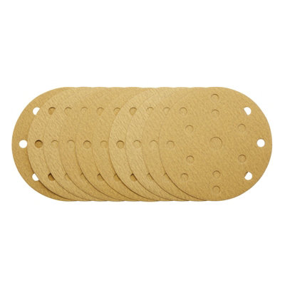 Draper Gold Sanding Discs with Hook & Loop, 150mm, 180 Grit, 15 Dust Extraction Holes (Pack of 10) 08475
